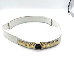 Judith Leiber White Lizard Skin Belt with Gold Clasp - Adjustable from 24" - 38"